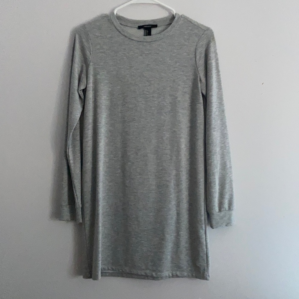 Gray long sleeve sweatshirt dress